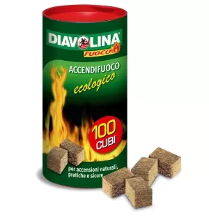 CONF. 100 CUBETTI ACCENDIFUOCO ECOLOGICO 15317 DIAVOLINA