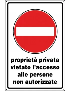 CARTELLO ALL. DIV ACCESSO PROPIETÀ PRIVATA 0540.14.20 D&B