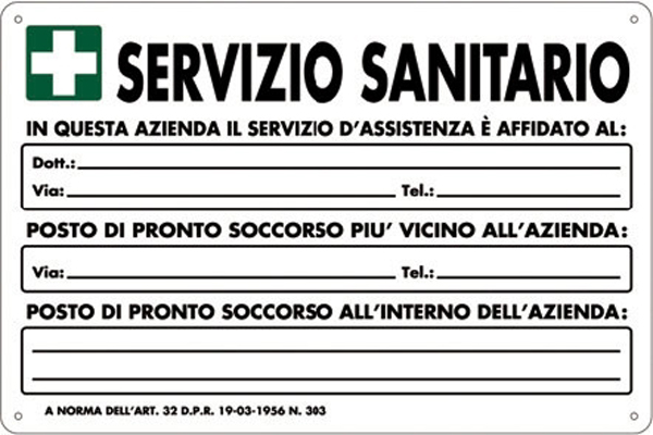 Cartello all. servizio sanitario 0410.45.00 d&b