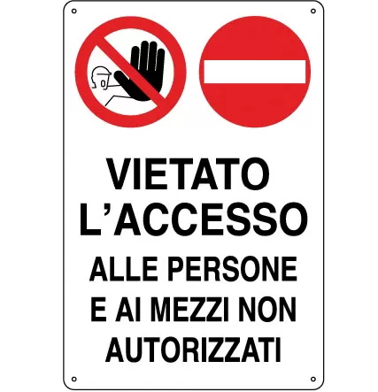 Cartello all. dev. acc. ai non autorizzati 0111.63.00 d&b