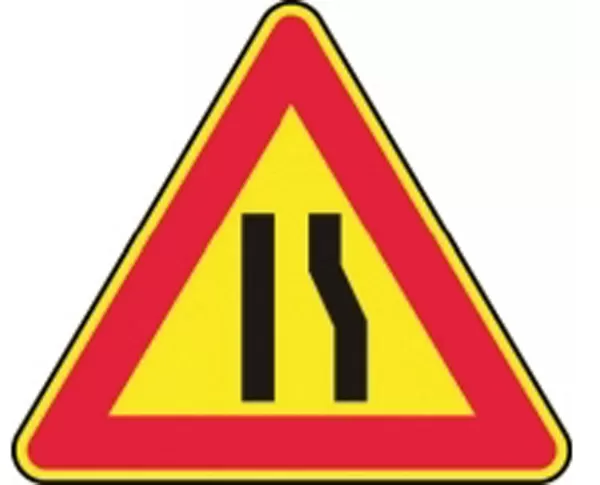 Cartello pvc strettoio assimetrica dx figura ii 386 d&b