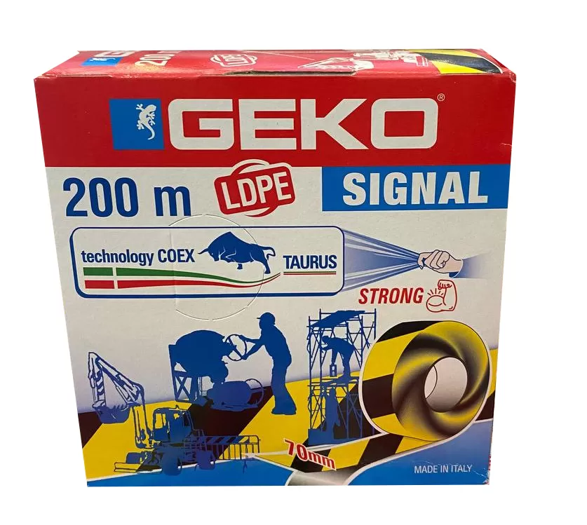 Rotolo nastro giallo nero 200m geko