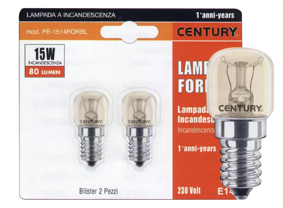 Confezione 2 lampadine forno ad incandescenza century