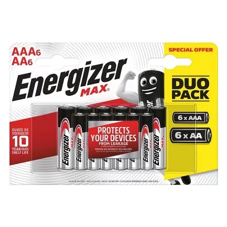 Confezione 12 batterie stilo energizer 6aa + 6aaa