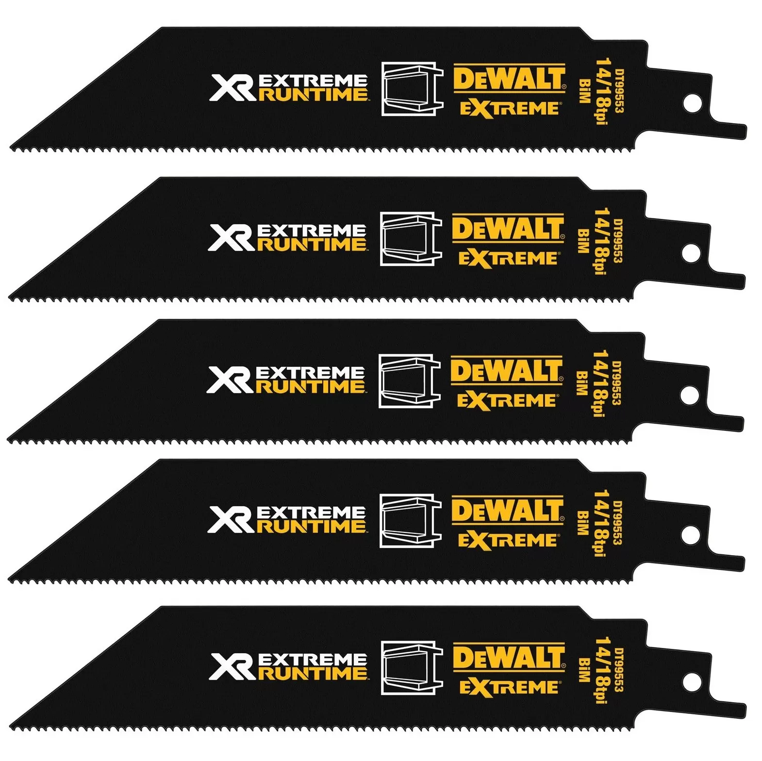 Confezione 5 lame per metallo dt99553 dewalt xr extreme
