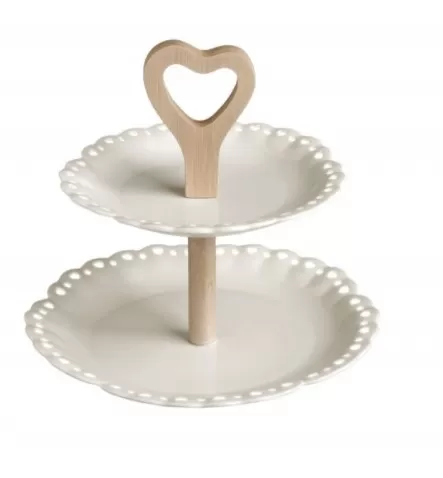 Alzata porcellana bianca-bamboo 53083 brandani