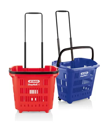 Carrello spesa plastica maniglia antibatterica araven 34l