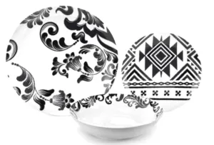 SERVIZIO 18 PIATTI BLACK E WHITE 2 FADE 55593