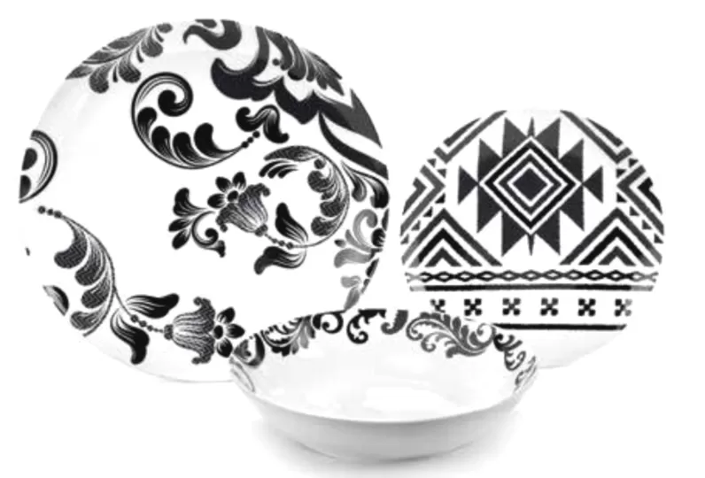 Servizio 18 piatti black e white 2 fade 55593