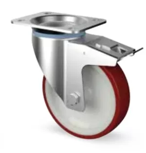 RUOTA POLIURETANO GIREVOLE FRENO TSX7 NPO P2 BP DERBY