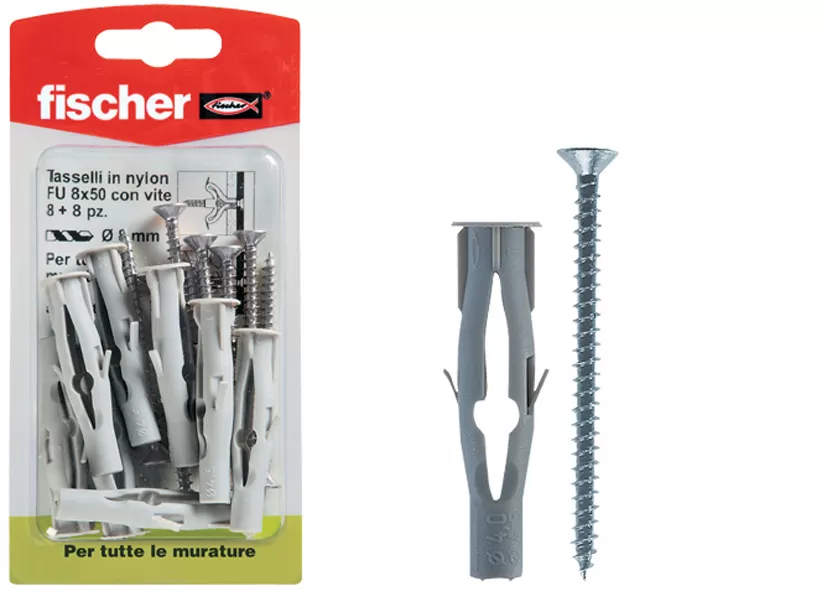 Tassello in nylon con vite testa svasata fu v k fischer