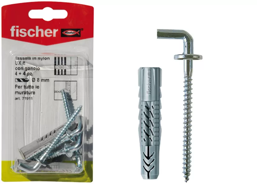 Tassello in nylon con gancio ux h k fischer