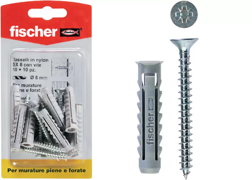 Tassello in nylon con vite testa svasata sx s k fischer