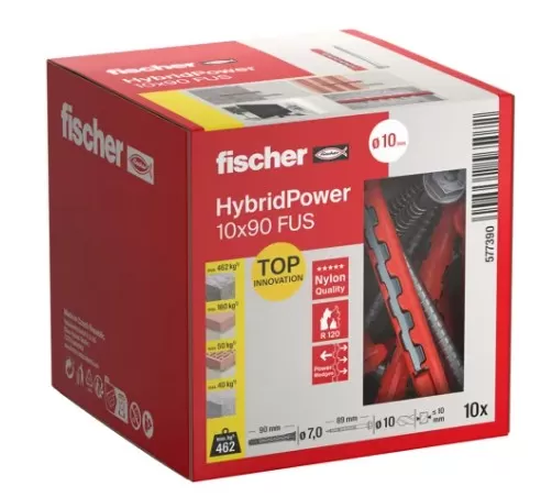 Confezione 10 tasselli hybrid power 10x90 fus fischer