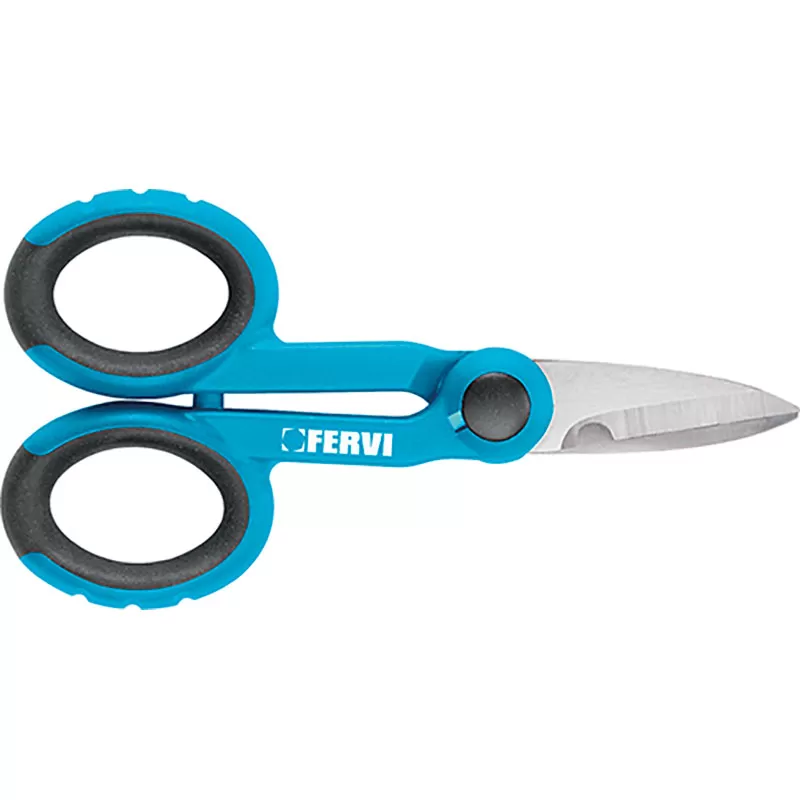 Fervi Forbice Per Elettricista 0672/B - Lama Microdentata In Acciaio Inox, 140 Mm, Manico Ergonomico Antiscivolo