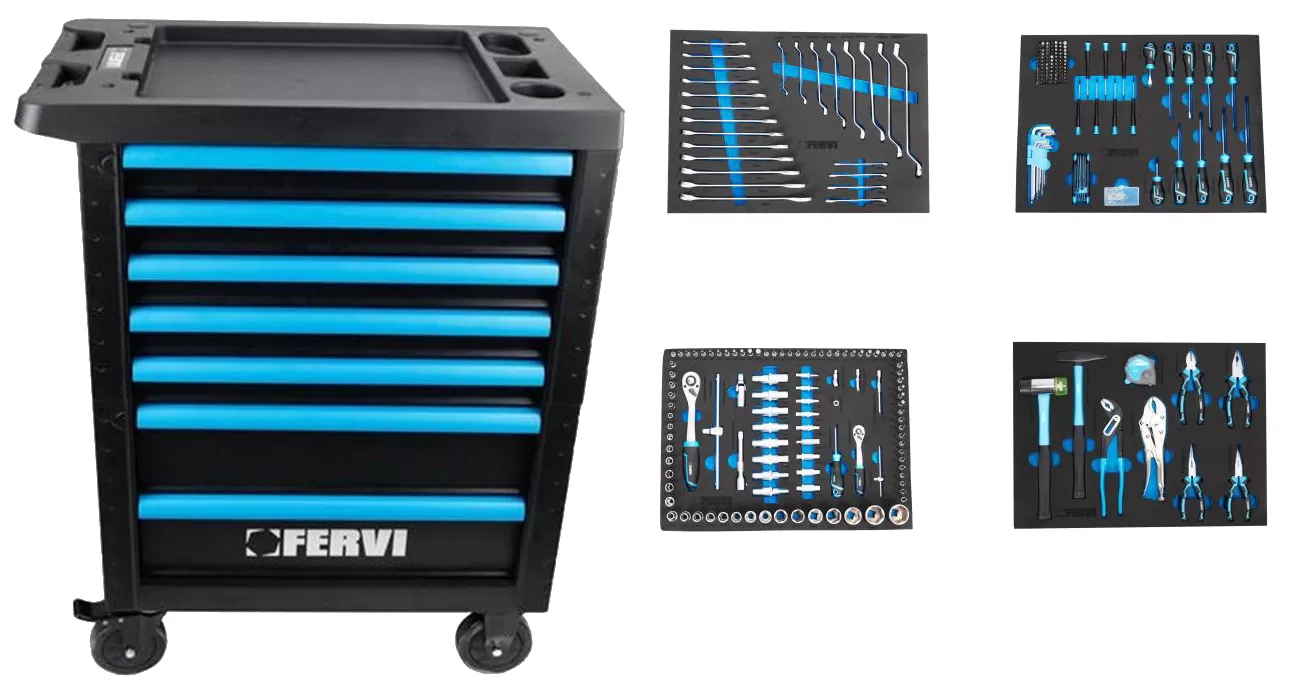 Carrello 7 cassetti con 298 utensili c600c4 fervi