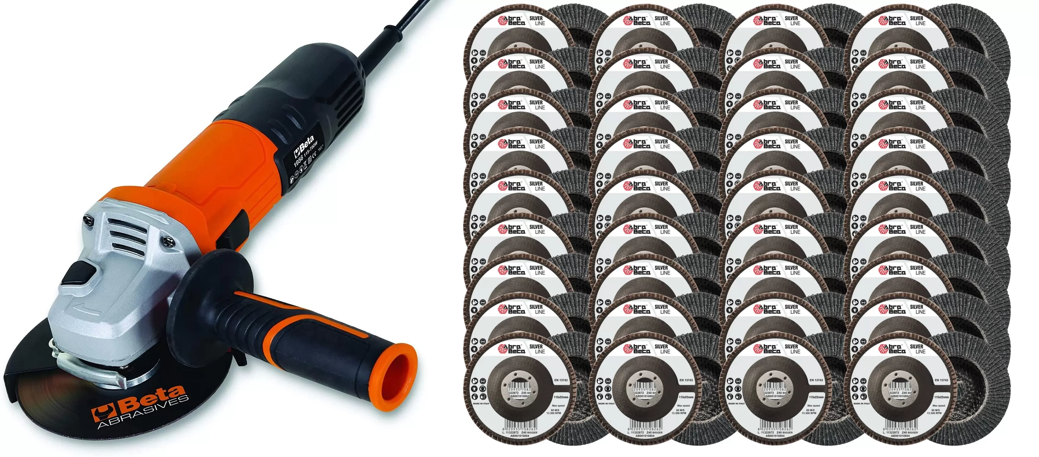 Kit 140 dischi lamellari abrabeta e smerigliatrice beta