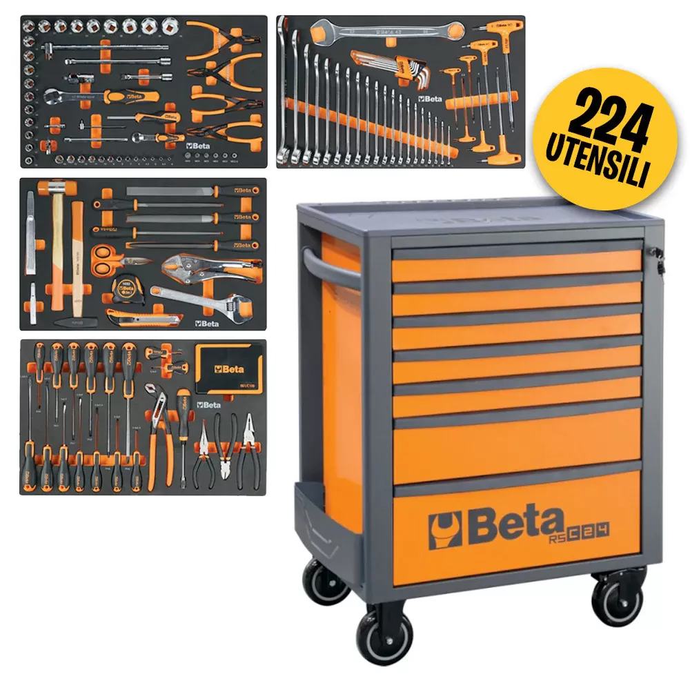 Carrello 7 cassetti 224 utensili beta rsc24-7-vis