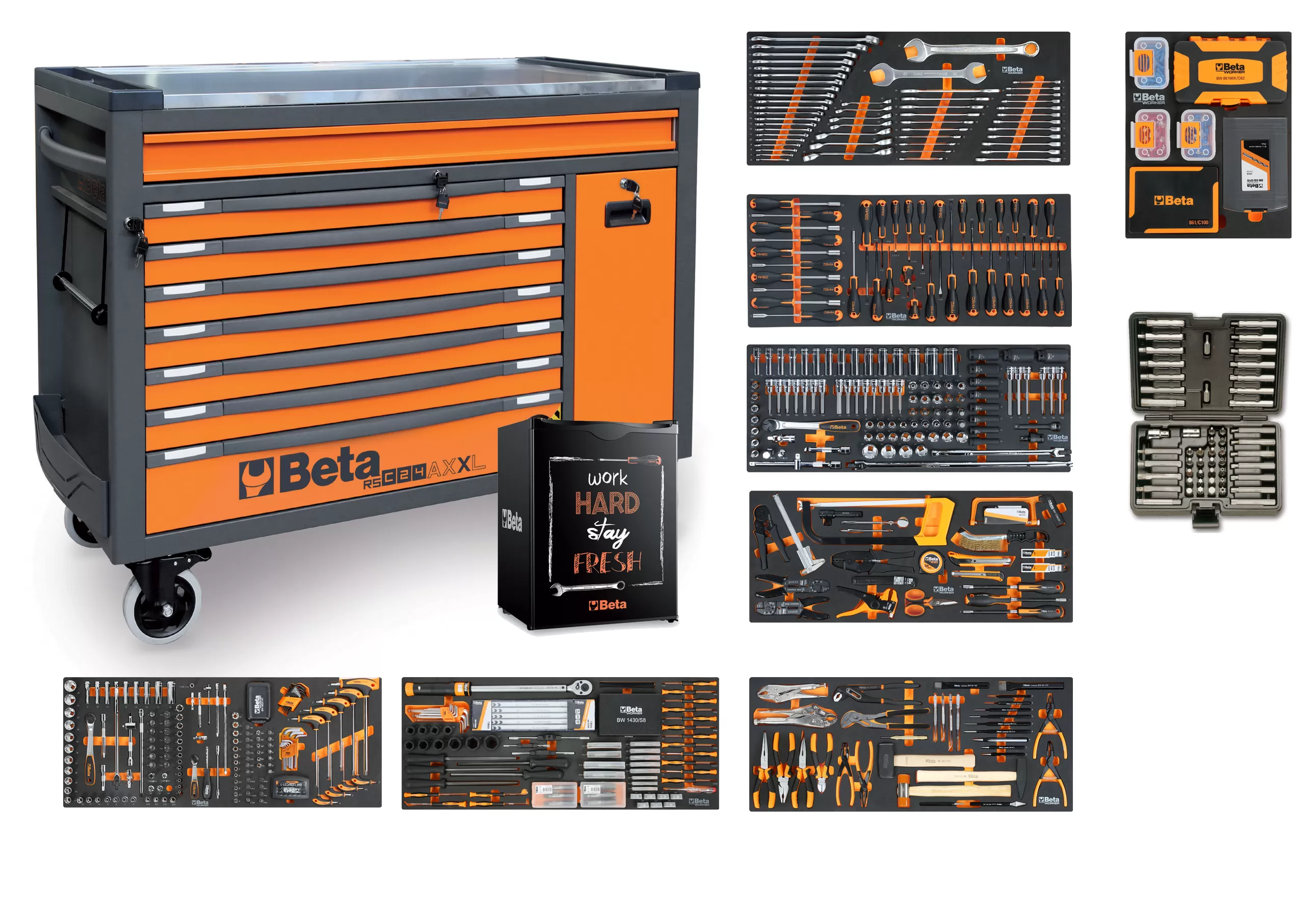 Carrello 8 cassetti beta rsc24axxl orange 1061 utensili