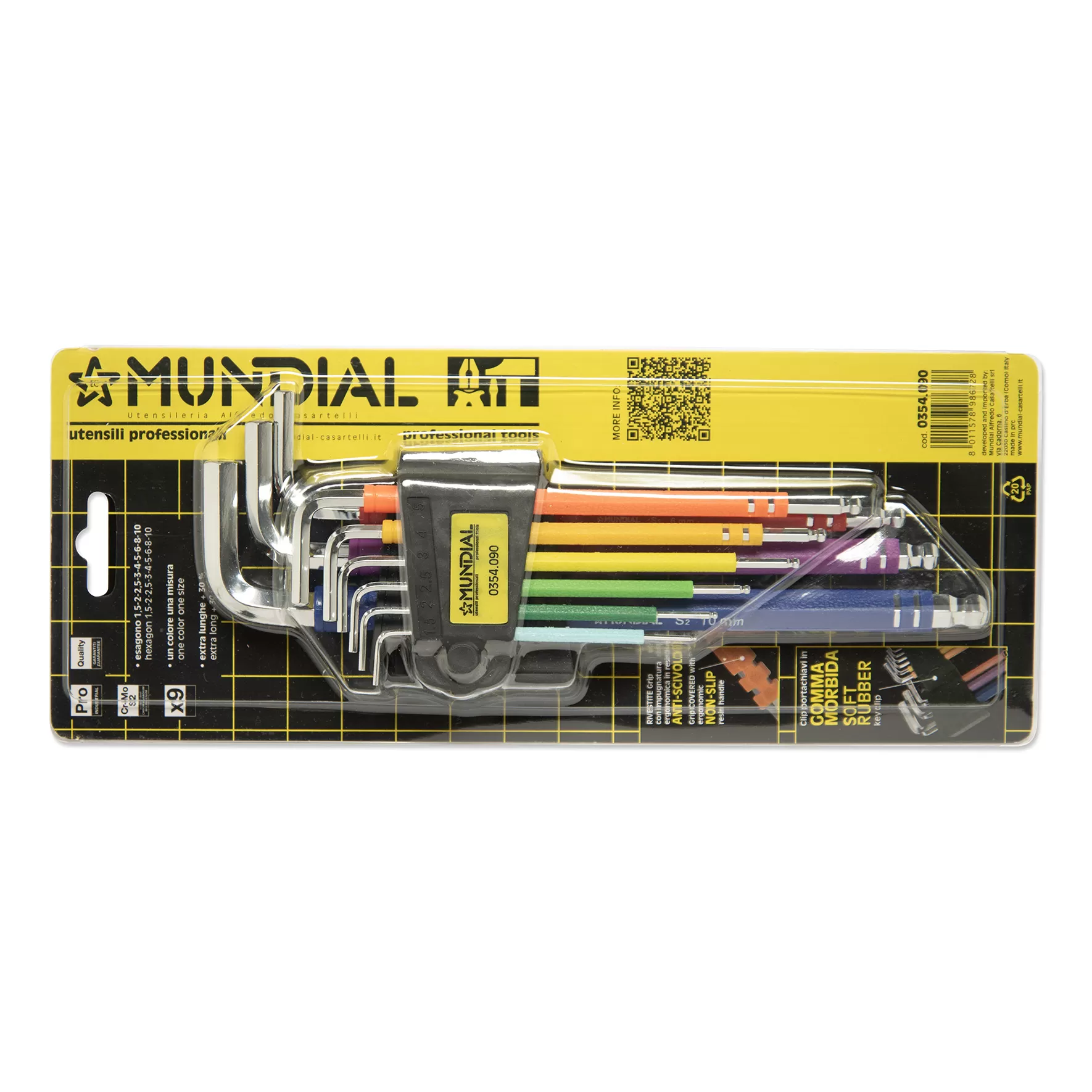 Serie 9 chiavi esagono plasticate 0354.090 mundial