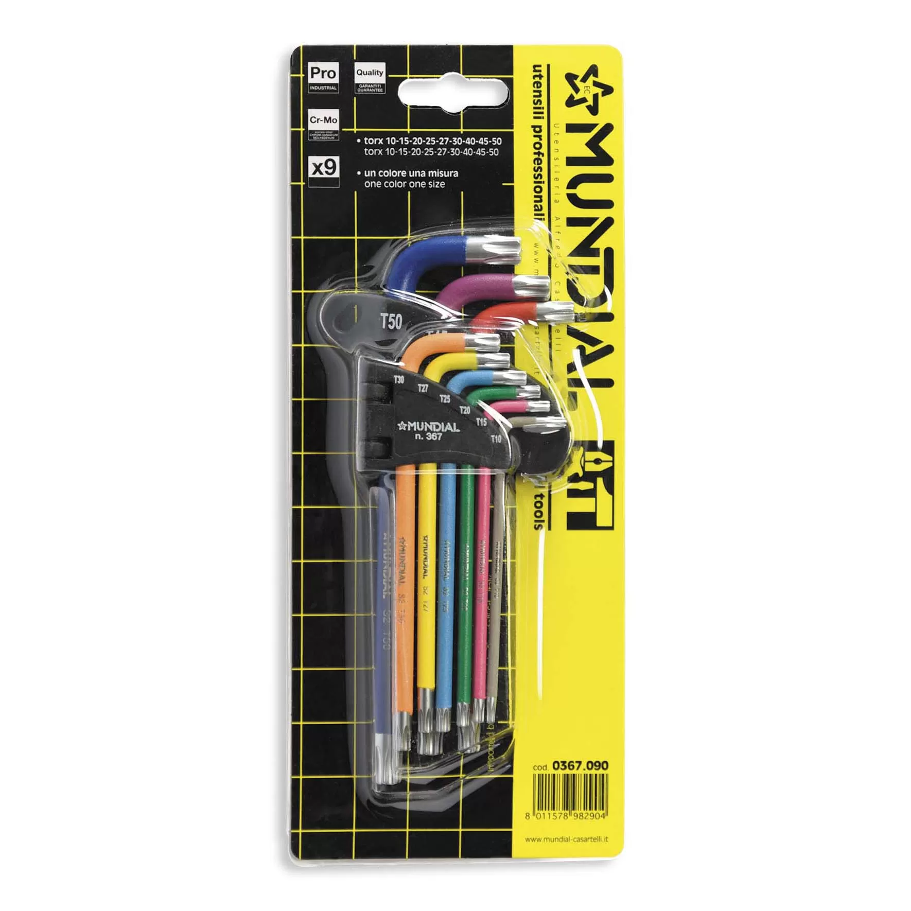 Serie chiavi torx lunghe multicolor 0353.090 mundial